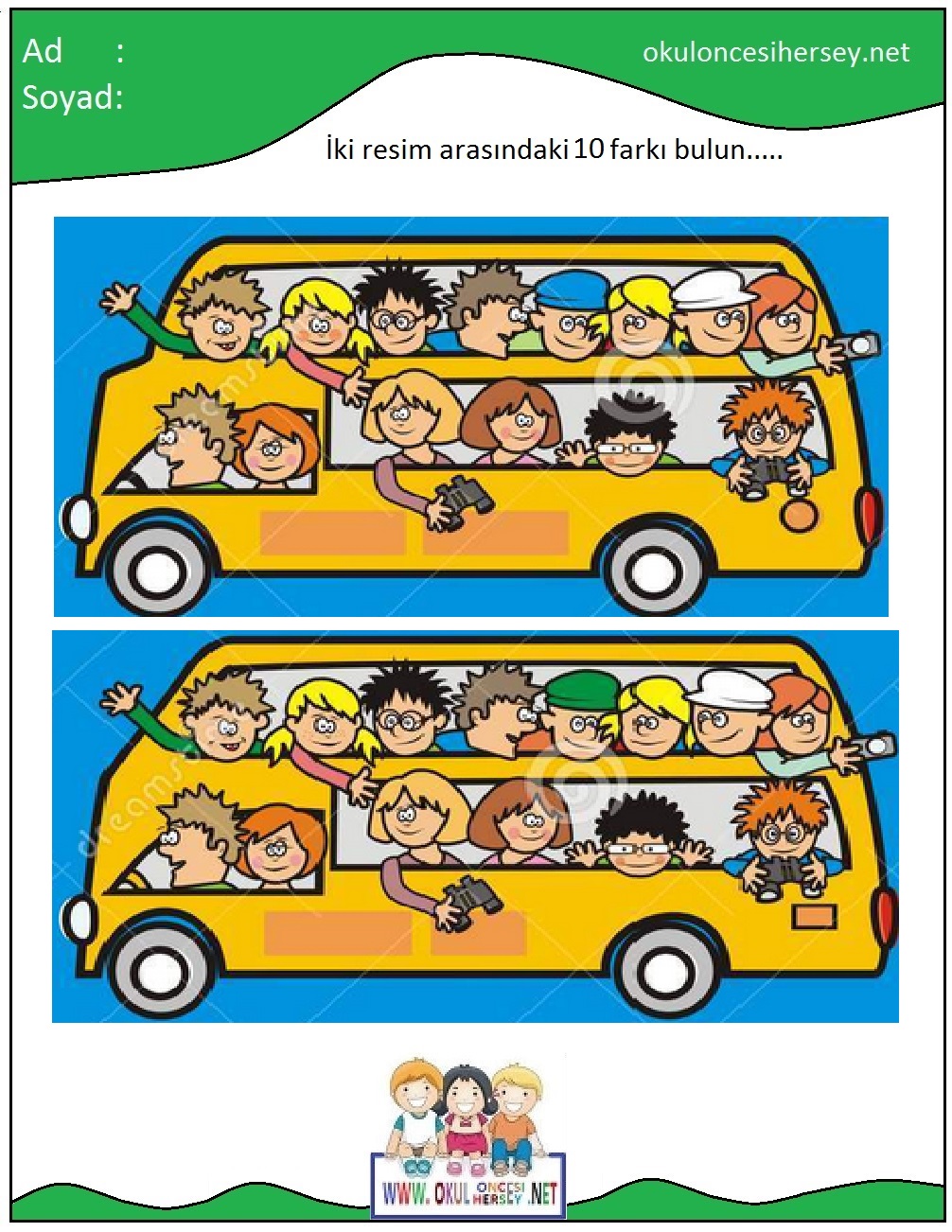 okul öncesi İki Resim Arasındaki Farkı Bul